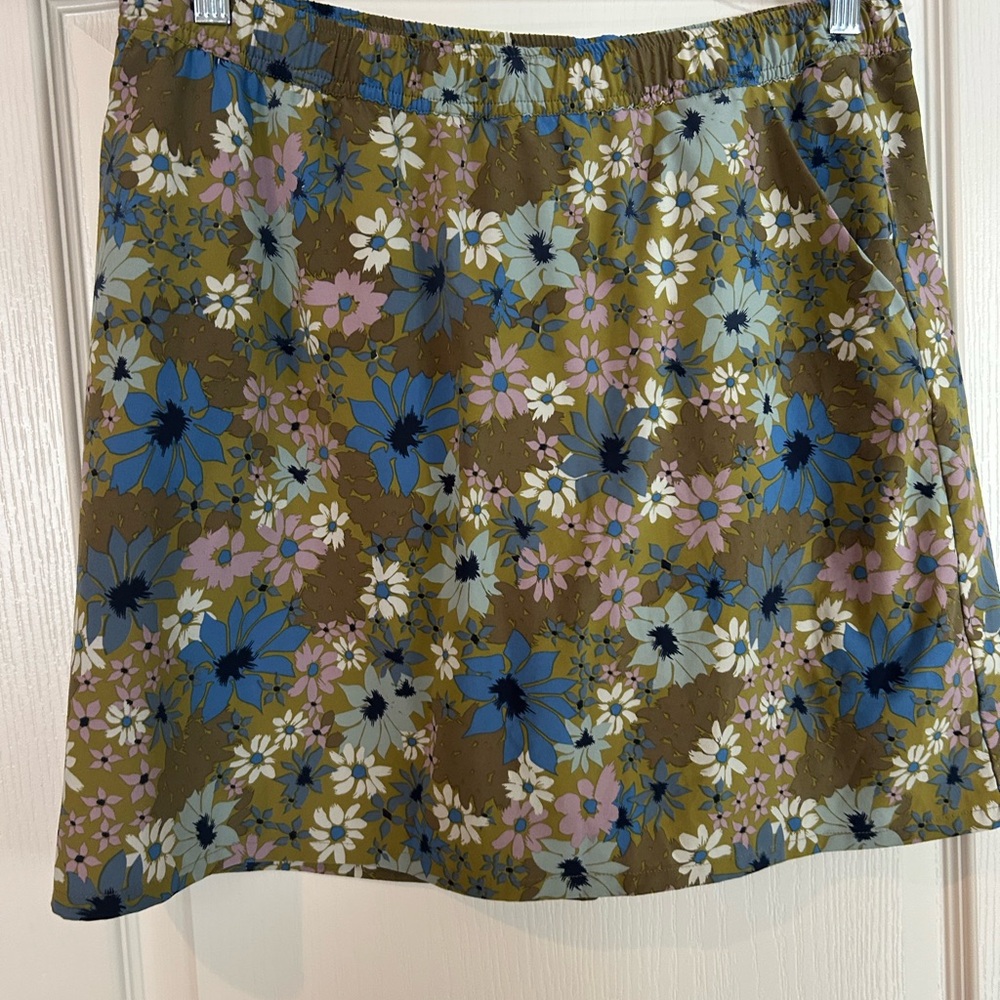Toad&Co Blue and White A-Line Mini Skirt Casual